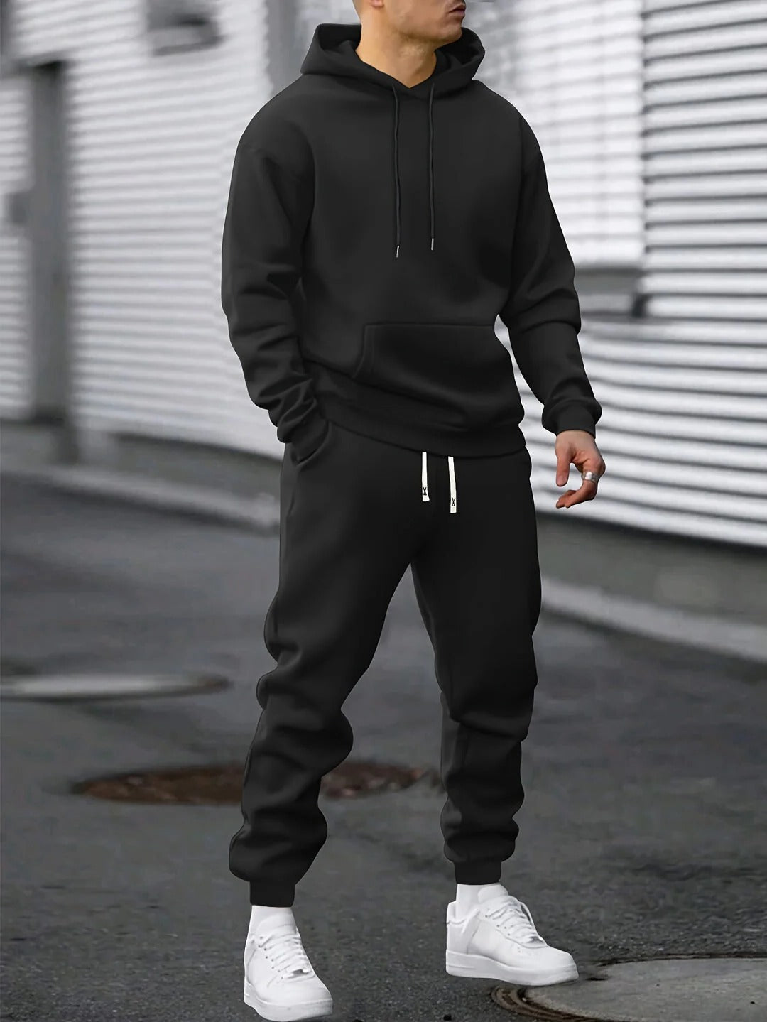 Street-Wave Mens Hooded Sweatshirt And Jogger Set Premium Fleece Tracksuit For Workout And Lounge