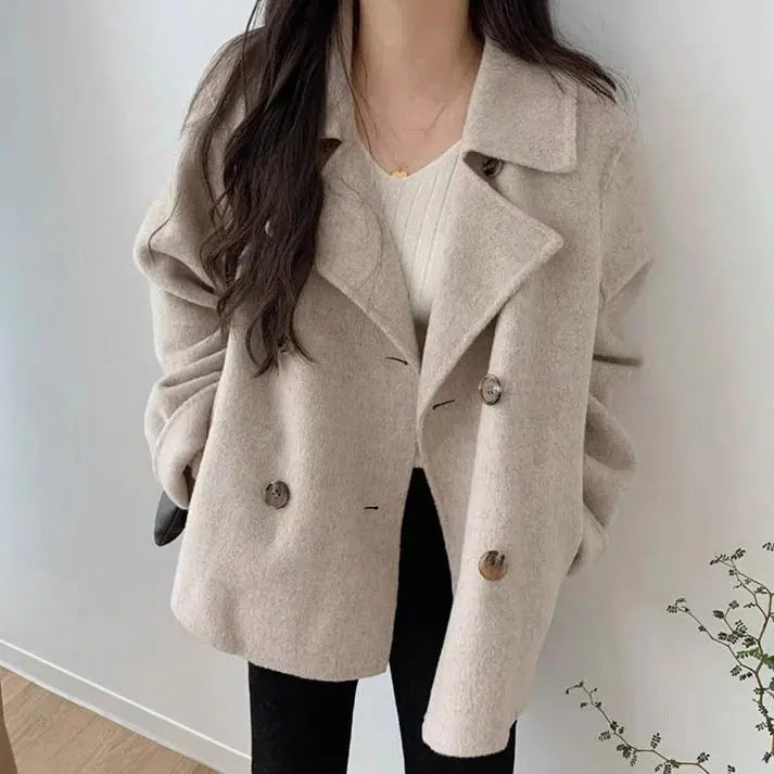 Street Wave Plus Size Double Breasted Wool Coat For Women With Timeless Elegance And Warmth