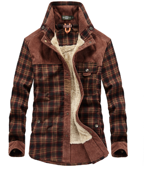 Street-Wave Sherpa-Lined Flannel Shirt Jacket With Plush Inner Lining Warm Rustic Plaid For Men