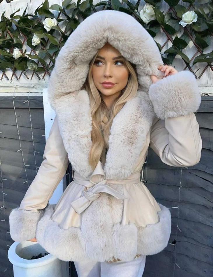 Street-Wave Luxe Faux Fur Winter Coat For Women With Belt And Glam Fur Trim Luxurious Warmth