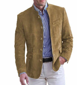 Street-Wave Aaron Mens Slim Fit Suede Blazer For Modern Gentleman