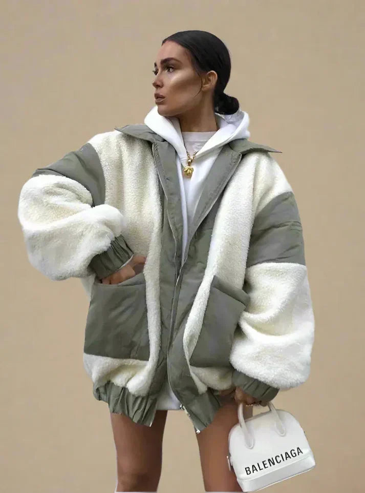 Street-Wave Women's Fleece Jacket With Button And Zip Closure, Cozy Warmth, Sustainable Versatile Streetwear