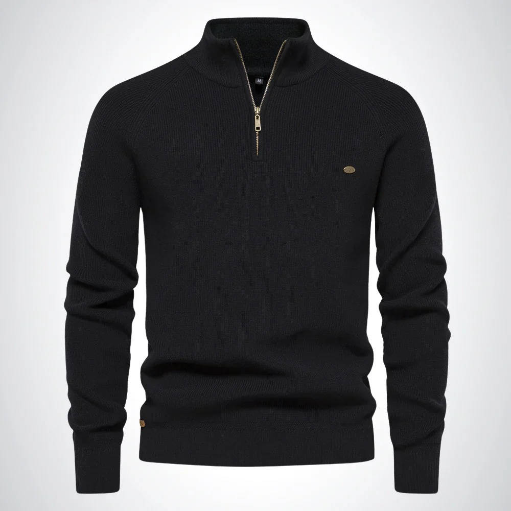 Street-Wave Men's Quarter Zip Sweater Cotton Polyester Blend Classic Knit Casual Office Wear