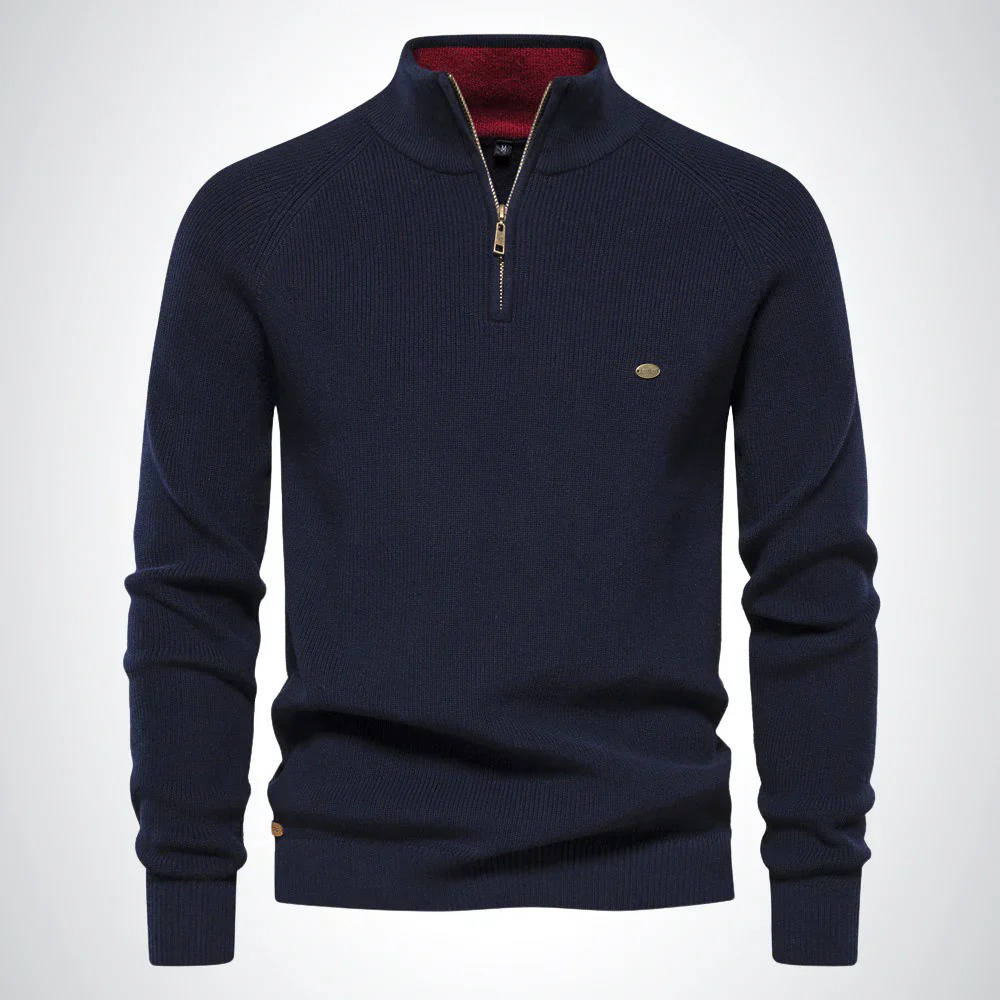 Street-Wave Men's Quarter Zip Sweater Cotton Polyester Blend Classic Knit Casual Office Wear
