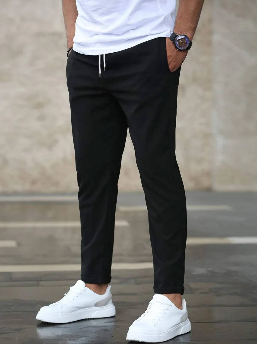 Street-Wave Men's Casual Slim Fit Drawstring Pants for All Day Comfort and Sharp Everyday Style