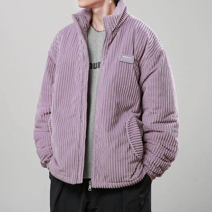 Men's Corduroy Puffer Jacket Warm Insulated Coat With Plush Polyester Fill By Street-Wave