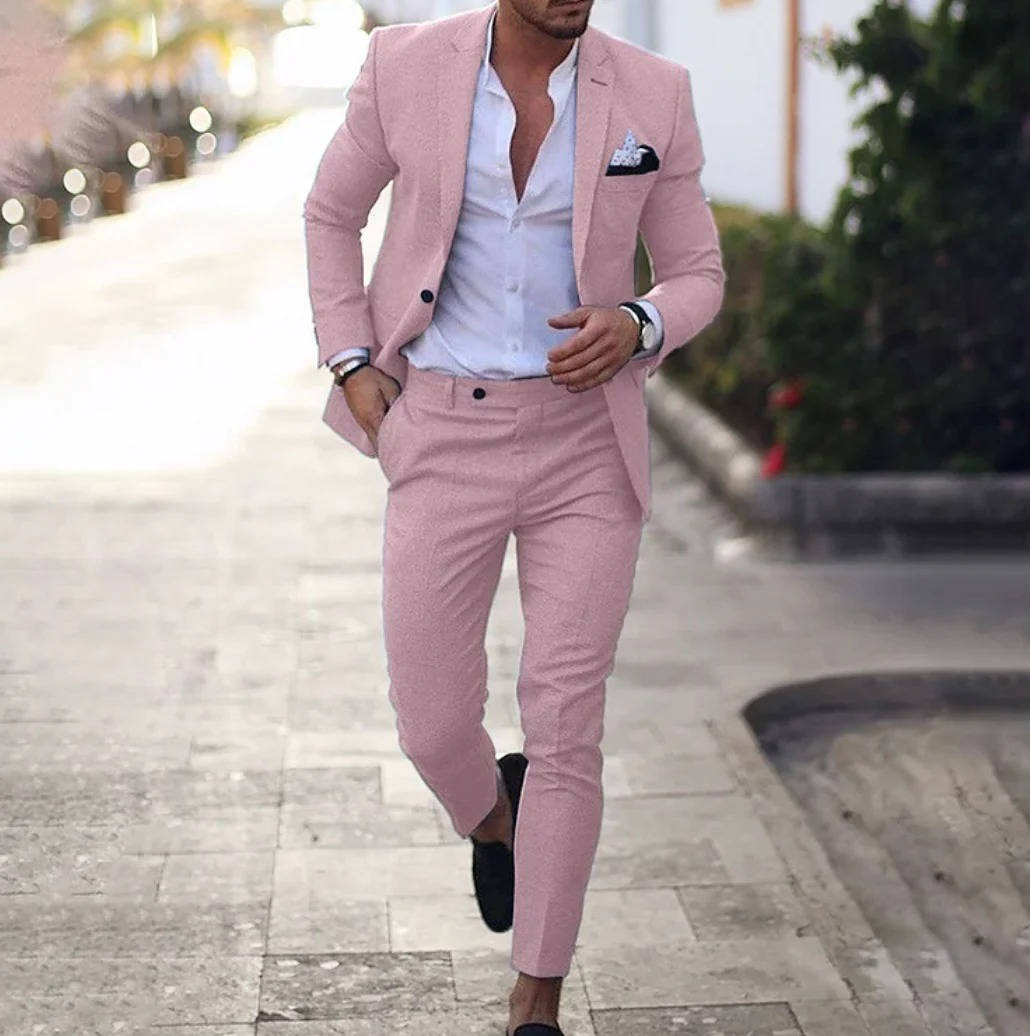 Street-Wave Mens Navy Slim Fit Suit For Formal Business Wear Jacket And Trousers Set