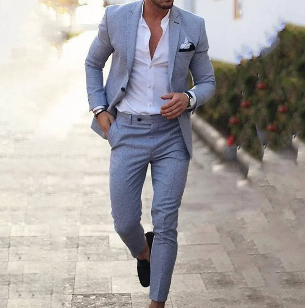 Street-Wave Mens Navy Slim Fit Suit For Formal Business Wear Jacket And Trousers Set