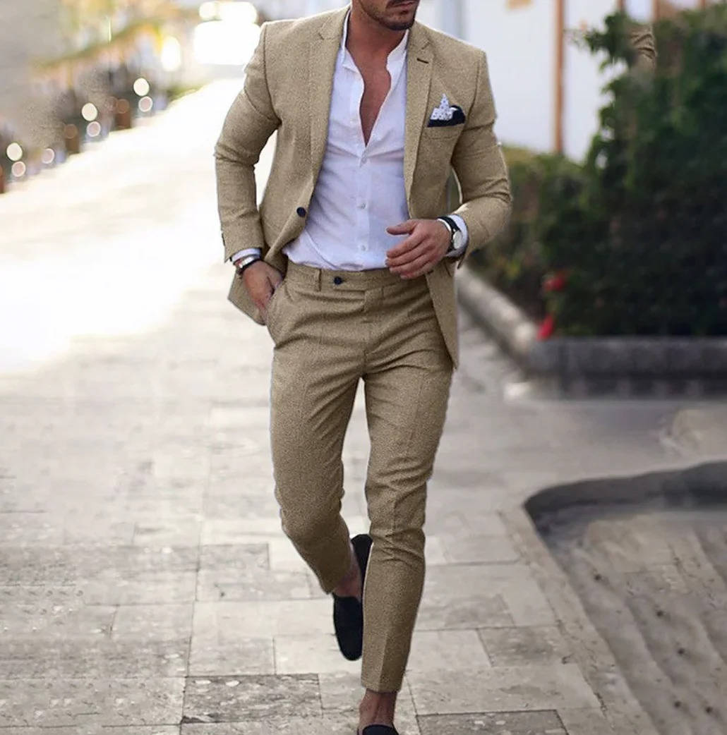 Street-Wave Mens Navy Slim Fit Suit For Formal Business Wear Jacket And Trousers Set