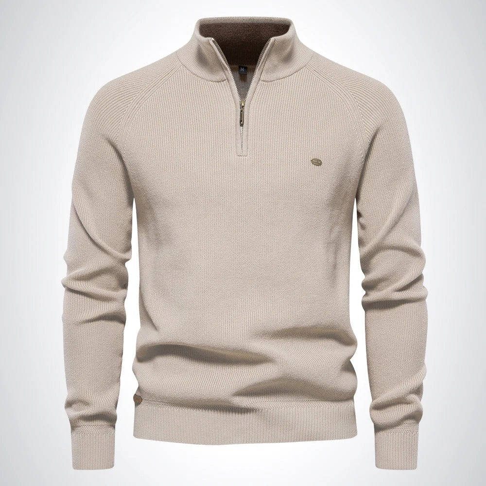 Street-Wave Men's Quarter Zip Sweater Cotton Polyester Blend Classic Knit Casual Office Wear