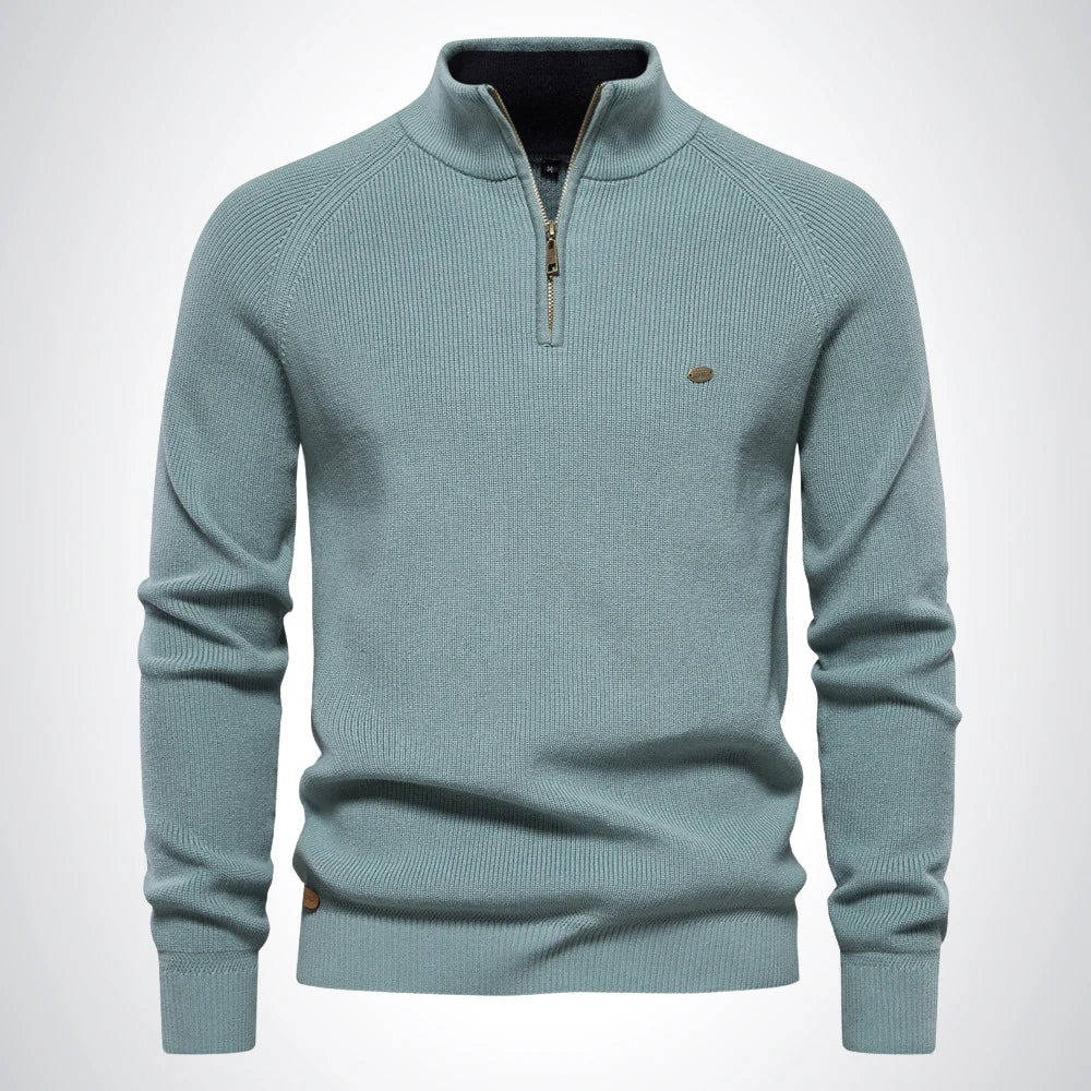 Street-Wave Men's Quarter Zip Sweater Cotton Polyester Blend Classic Knit Casual Office Wear