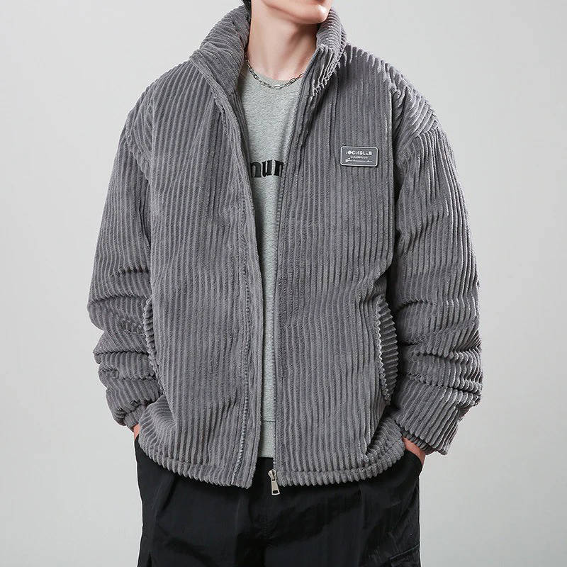 Men's Corduroy Puffer Jacket Warm Insulated Coat With Plush Polyester Fill By Street-Wave