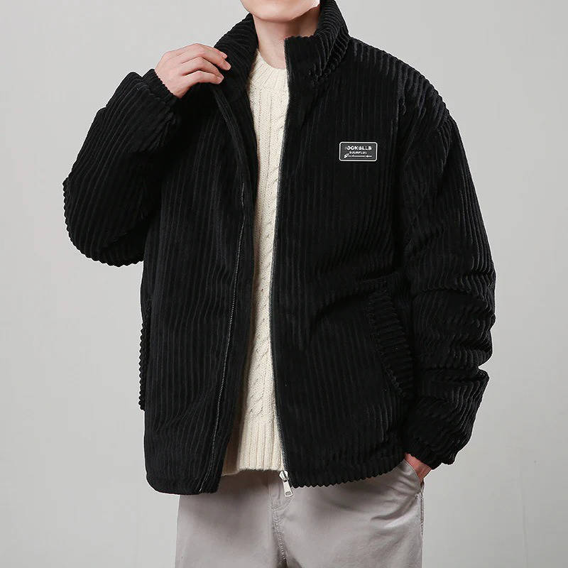 Men's Corduroy Puffer Jacket Warm Insulated Coat With Plush Polyester Fill By Street-Wave