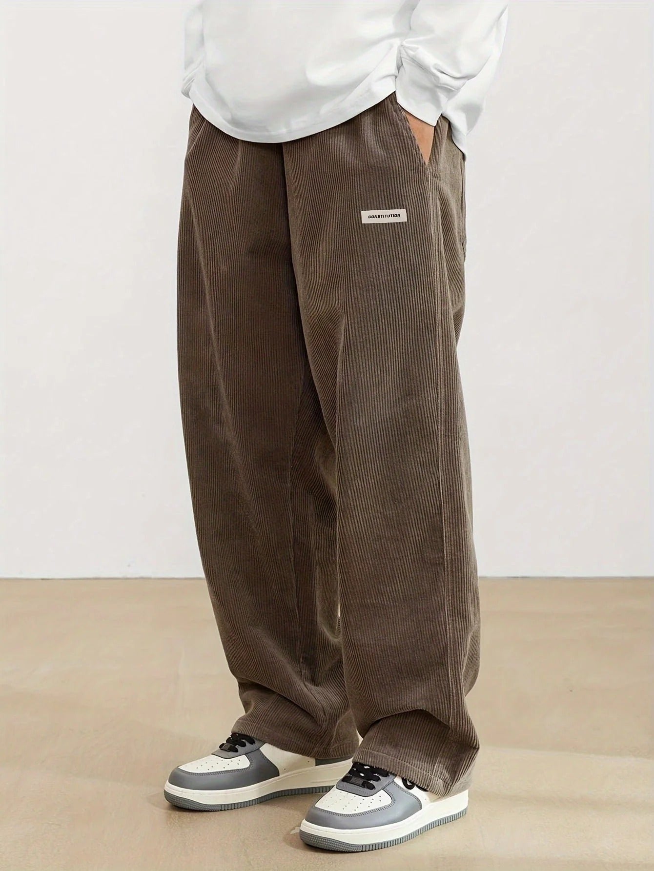 Street Wave Mens Corduroy Pants Loose Fit Wide Leg Comfort