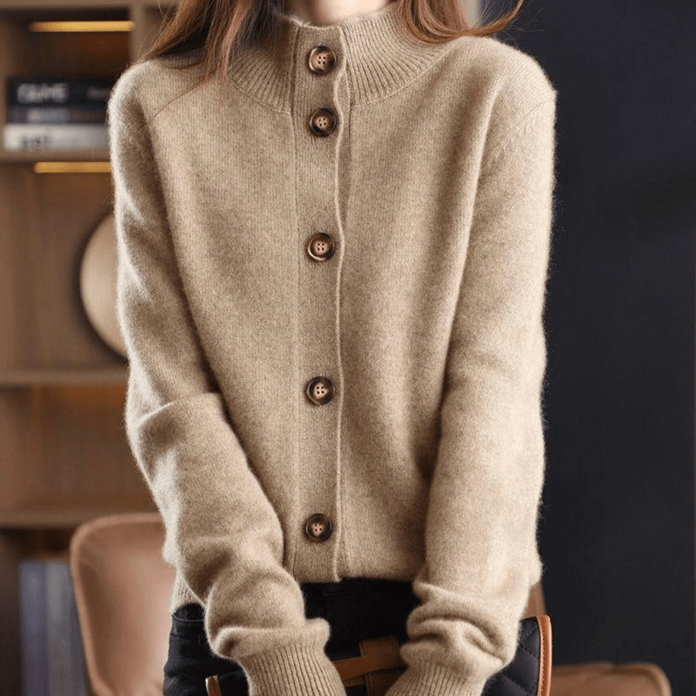 Street-wave Cardigan For Women Soft Knit Button Front With Collar Timeless Cozy Elegance