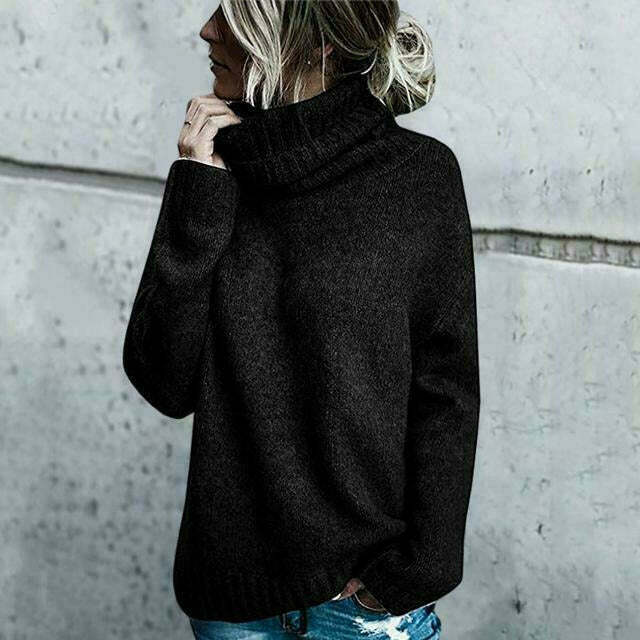 Street-wave Oversized Turtleneck Sweater For Women Cozy Warmth And Effortless Style