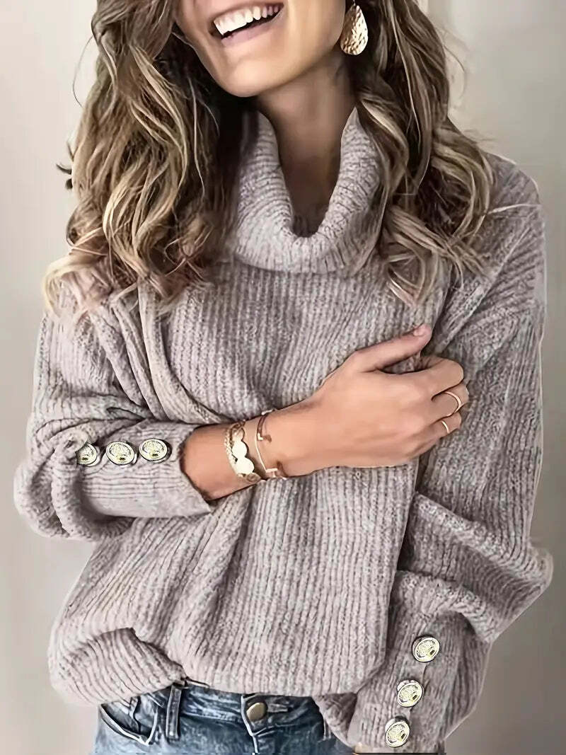Street-Wave Audrey Winter Ribbed Cowl Neck Sweater Women
