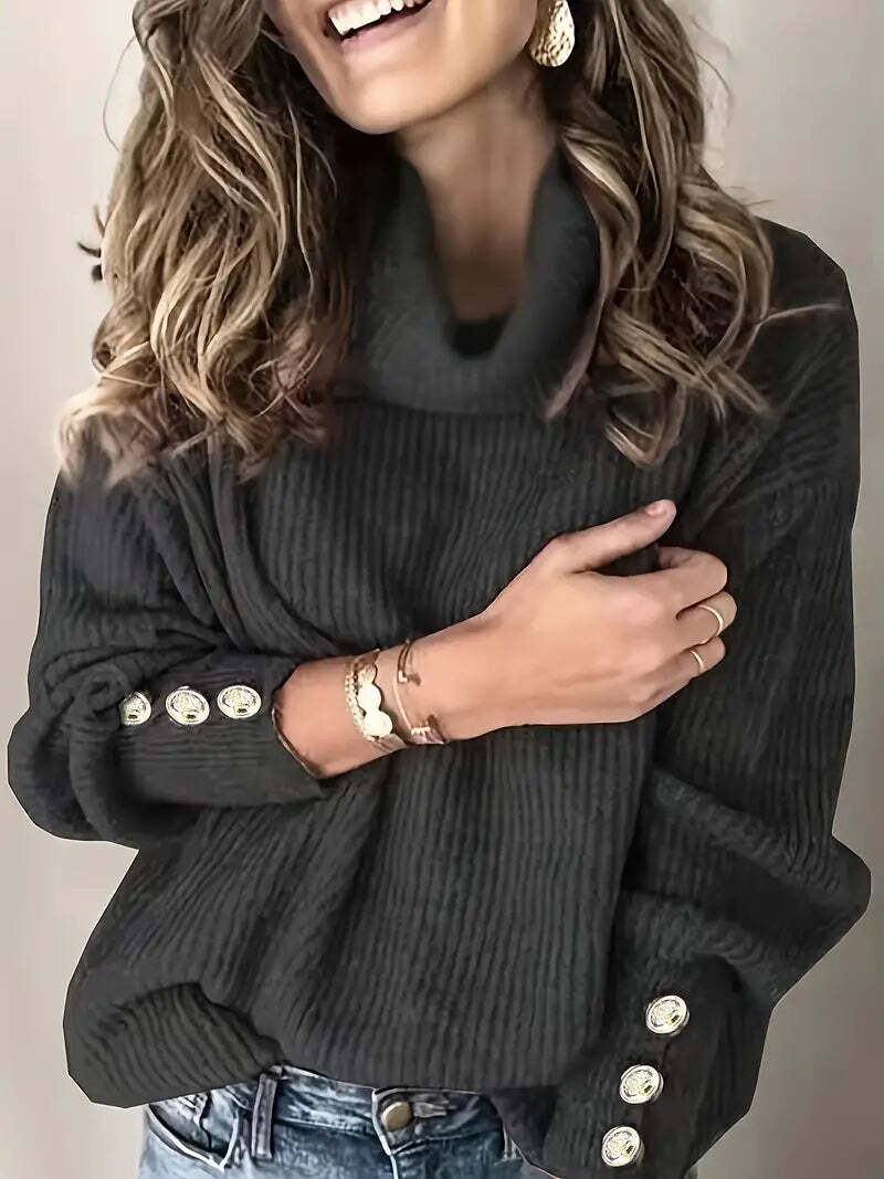 Street-Wave Audrey Winter Ribbed Cowl Neck Sweater Women