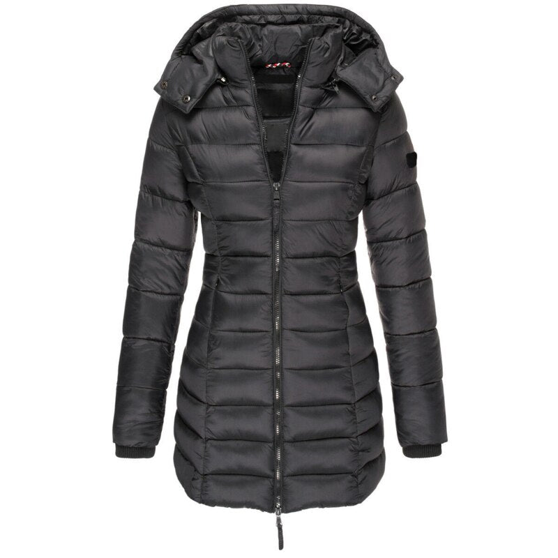 Street Wave Long Puffer Jacket With Hood Windproof Warm Coat For Cold Weather Urban Winter Comfort