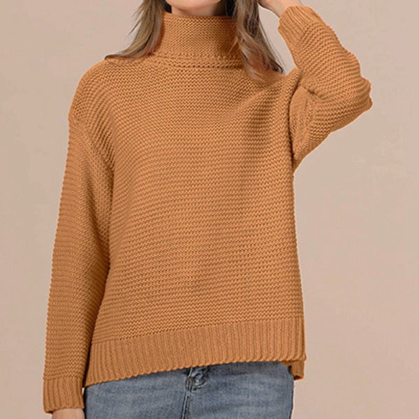Street Wave Women's Knitted Sweater Relaxed Fit Turtleneck Wool Blend Cozy