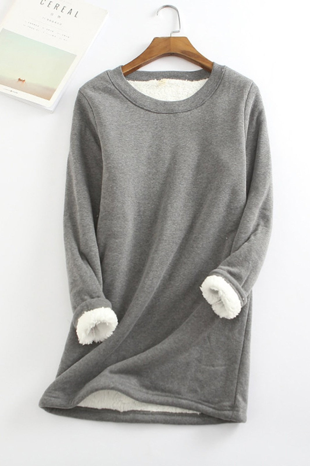 Women's Fleece Lined Relaxed Fit Tunic Top Street Wave Cozy Warmth For Women