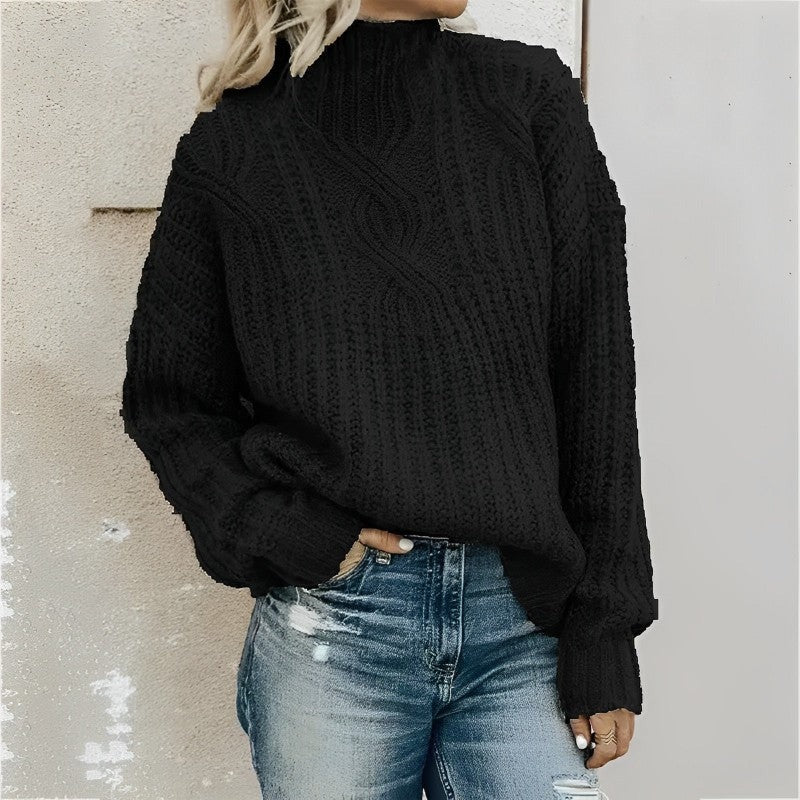 Street-wave Oversized Wool Blend Cable Knit Raglan-Sleeve Sweater for Plus-Size Women Cozy Comfort