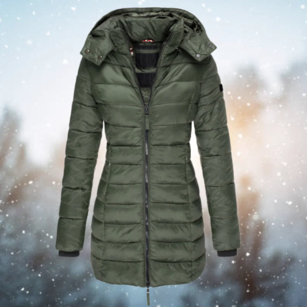 Streetwave Long Puffer Jacket For Women Fitted Quilted Design Water Repellent Detachable Hood
