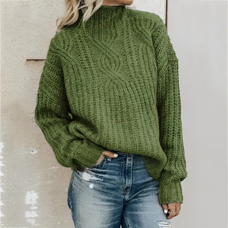 Street-wave Oversized Wool Blend Cable Knit Raglan-Sleeve Sweater for Plus-Size Women Cozy Comfort