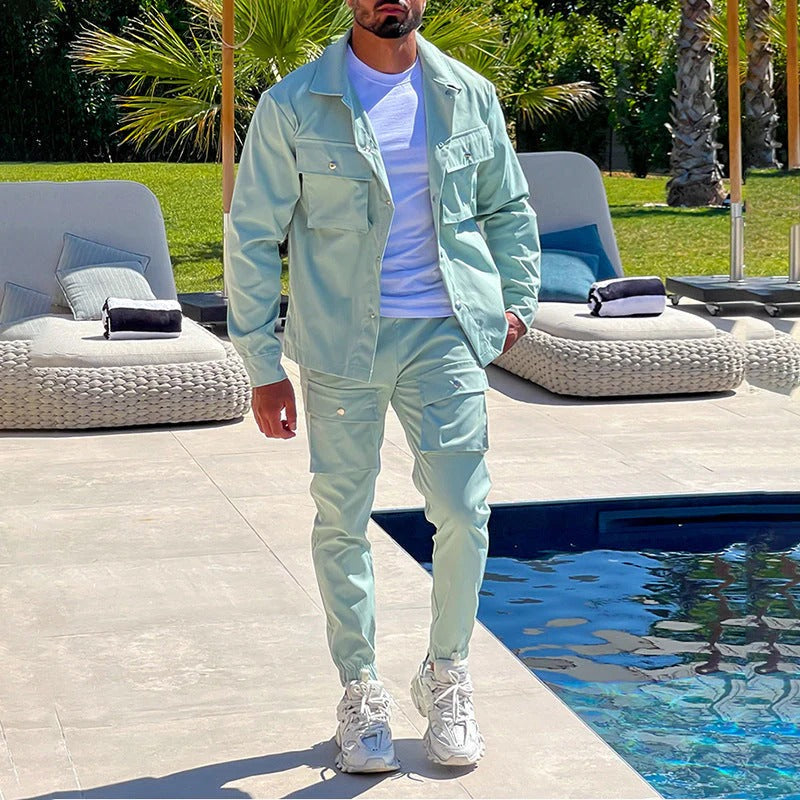 Street-Wave Men's Cotton Blend Two-Piece Set With Relaxed Fit Comfort