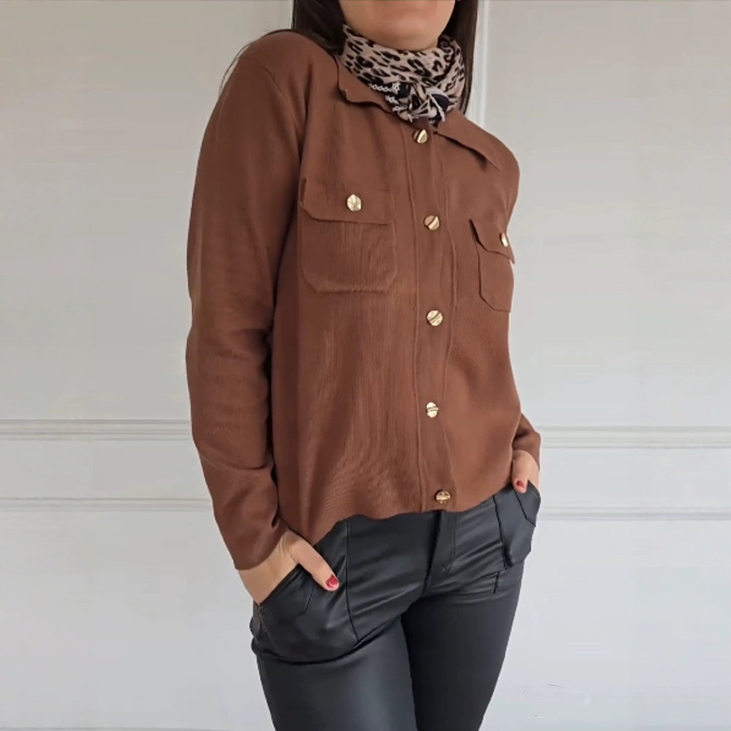 Street Wave Corduroy Cardigan For Women Versatile Relaxed Fit Chest Pockets