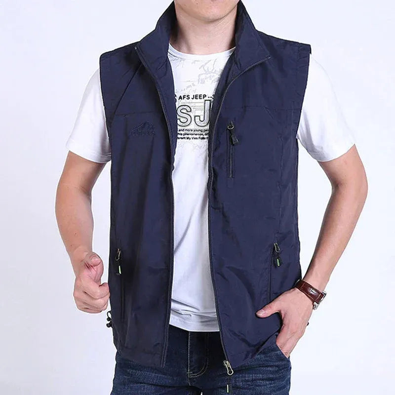 Nordisk Flair Men's Bodywarmer Vest Straight Fit Lightweight With High Collar And Zippered Pockets