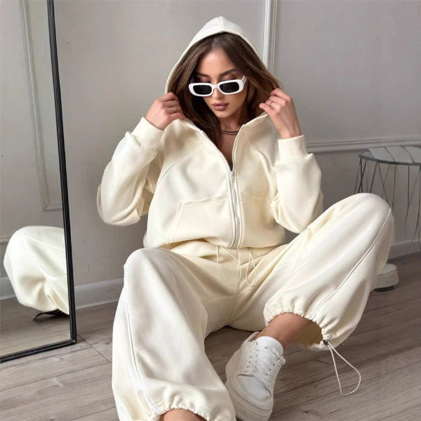 Nordisk-Flair Women's Oversized Two Piece Set Zip Hoodie Pants