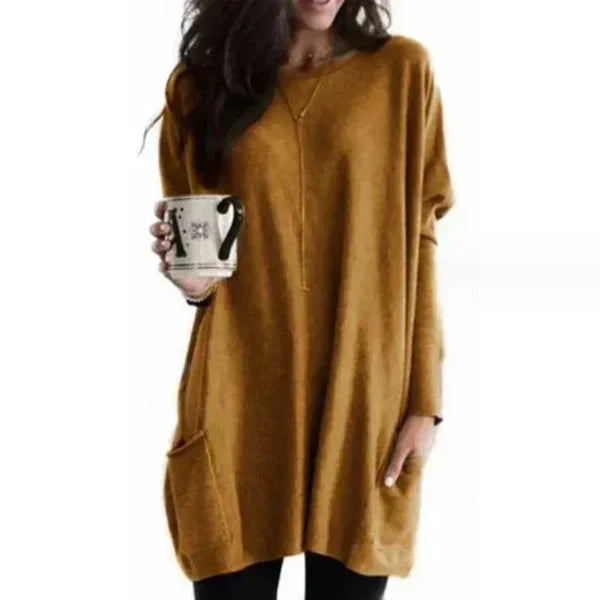 Street-Wave Women’s Oversized Tunic Pullover With Soft Knit Side Pockets
