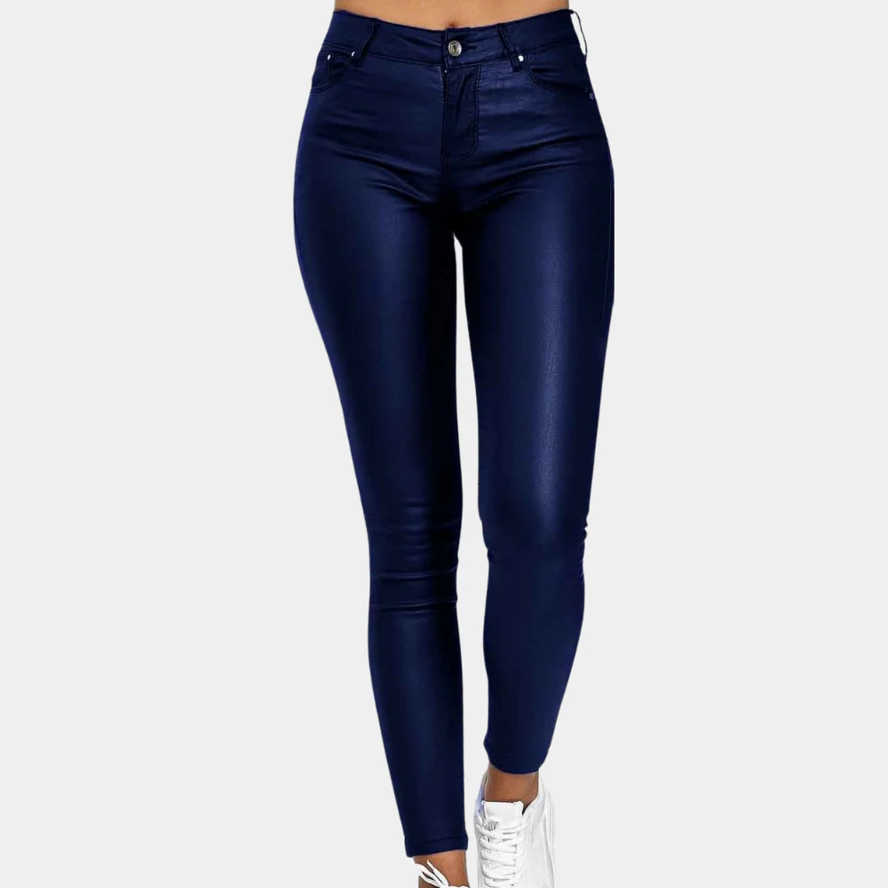 Street-wave High Waist Stretch Leggings For Women Flattering Silhouette Sleek Shine Streetwear Essential