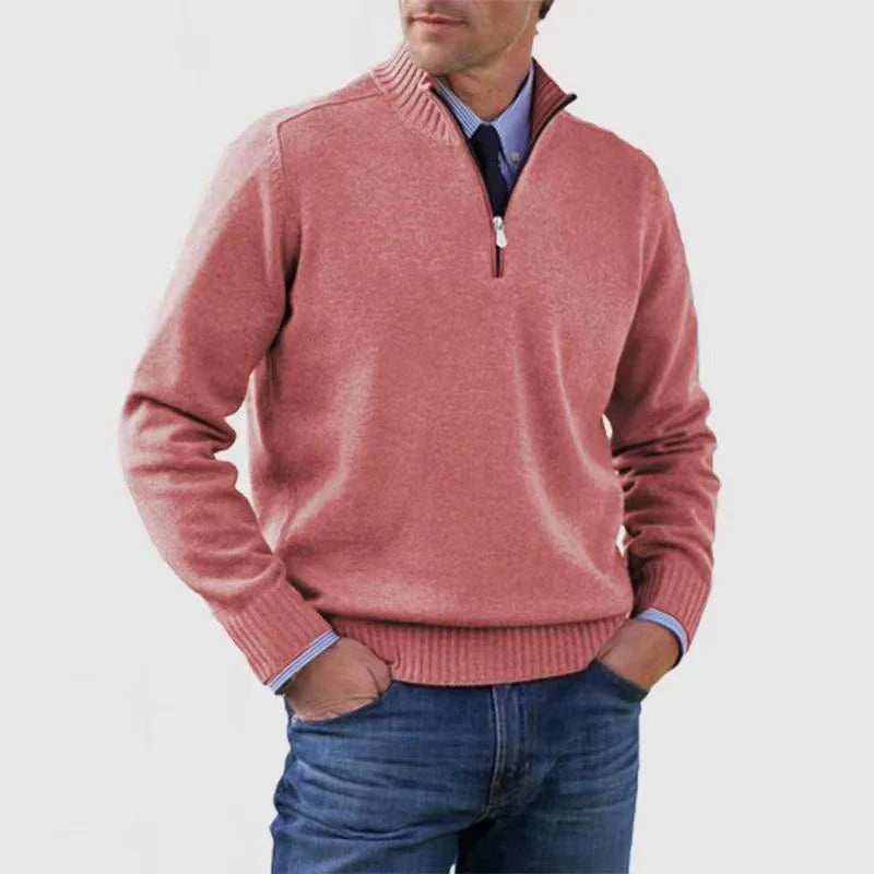 Mens Quarter Zip Sweater for Business Casual Office Attire Sharp Professional Look Knit Pullover by Street-Wave