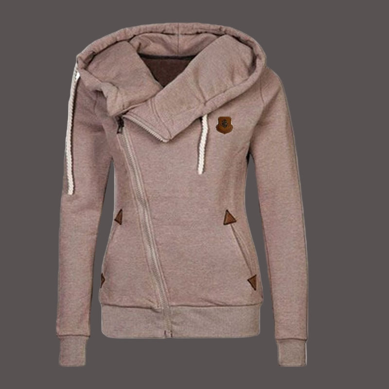 Street-Wave Women's Hoodie Jacket With Asymmetrical Zip Cozy Cotton Blend Casual Streetwear Style