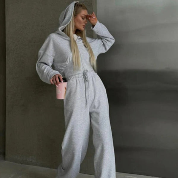 NordiskFlair Womens Lounge Set Cozy Relaxed Fit Hoodie And Wide Leg Pants