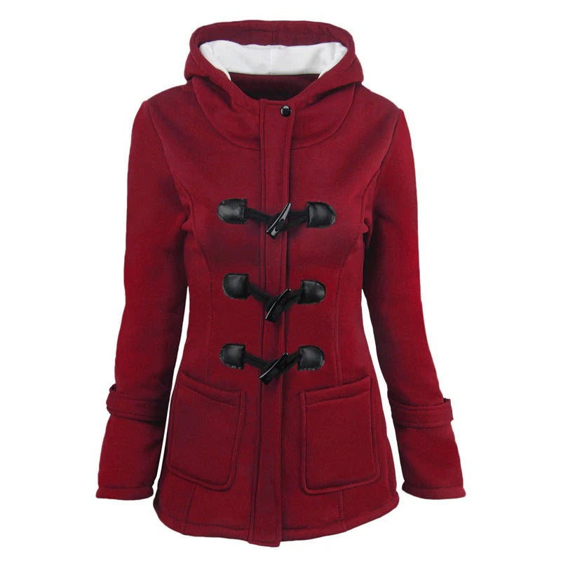 Street-wave Hooded Duffle Coat with Tailored Fit and Vintage Toggle Closure for Women