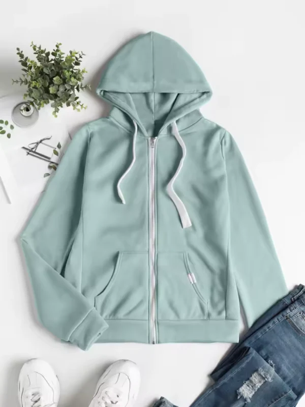 Street-Wave Women's Zip Up Hoodie With Drawstring Hood Cotton Blend And Kangaroo Pocket