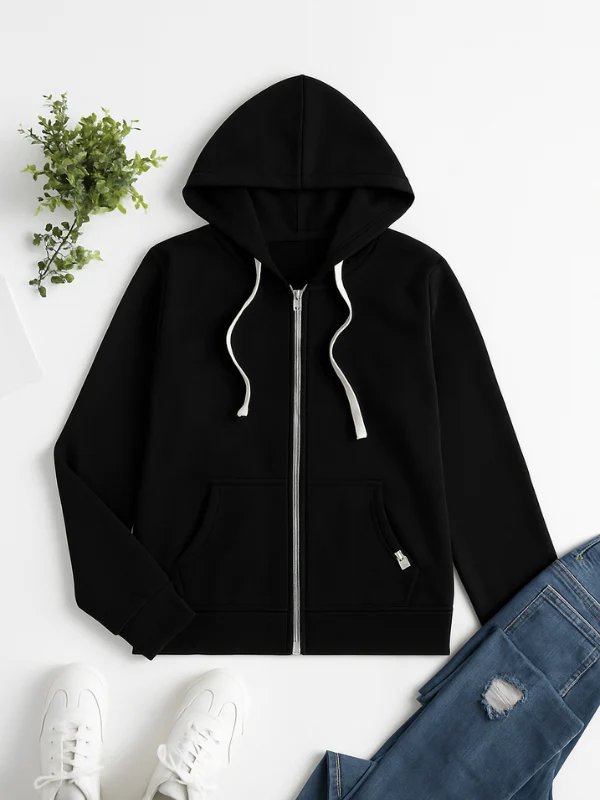 Street-Wave Women's Zip Up Hoodie With Drawstring Hood Cotton Blend And Kangaroo Pocket