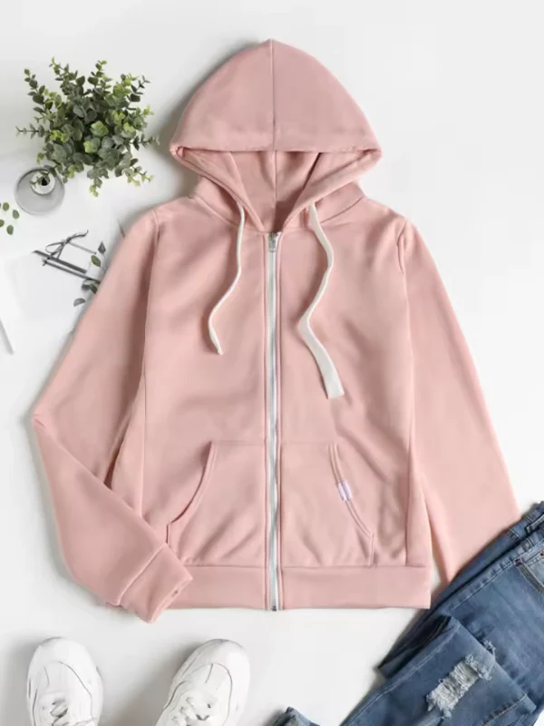 Street-Wave Women's Zip Up Hoodie With Drawstring Hood Cotton Blend And Kangaroo Pocket