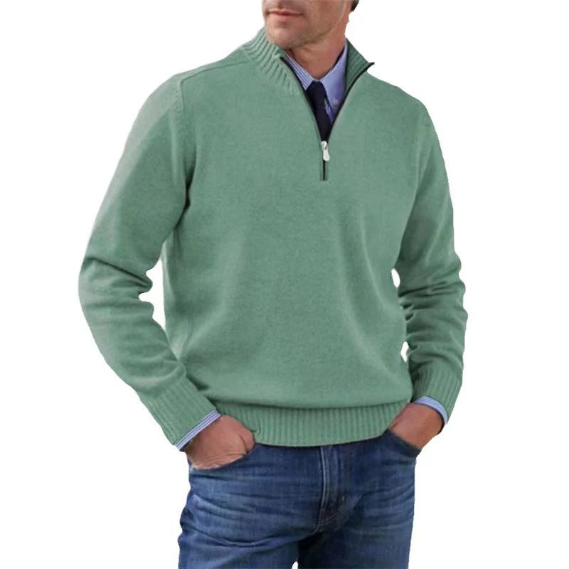 Mens Quarter Zip Sweater for Business Casual Office Attire Sharp Professional Look Knit Pullover by Street-Wave