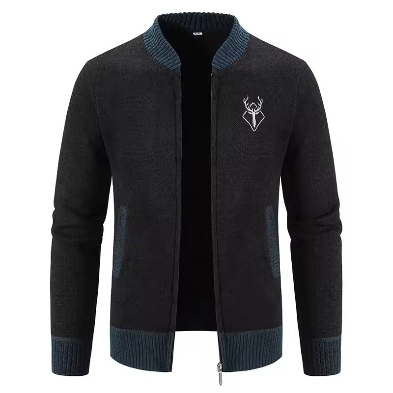 Street Wave Mens Wool Blend Knit Zip Sweatshirt Front Cozy Wear