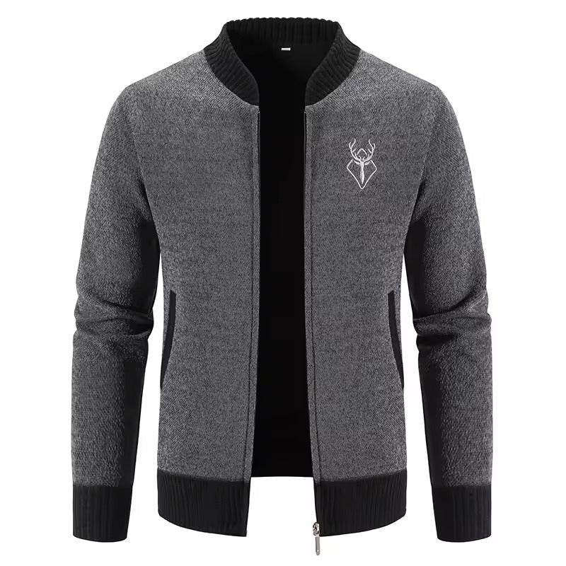 Street Wave Mens Wool Blend Knit Zip Sweatshirt Front Cozy Wear