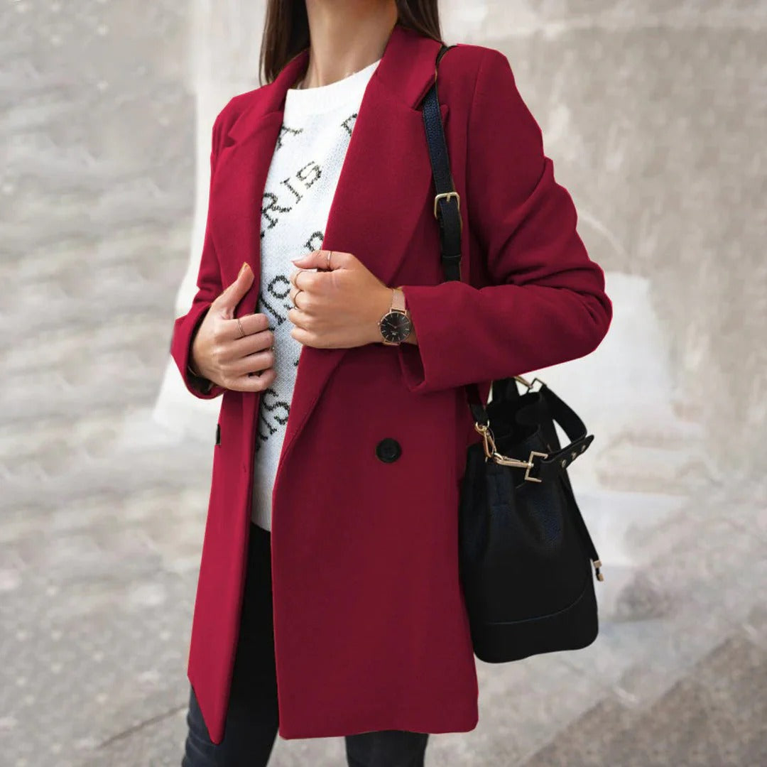 Nordisk-Flair Women's Wool Blend Long Coat Notched Lapel