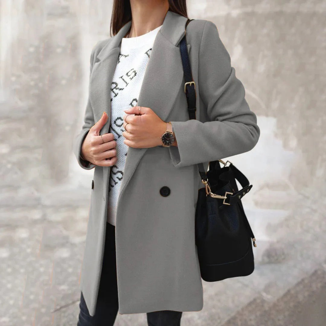 Nordisk-Flair Women's Wool Blend Long Coat Notched Lapel