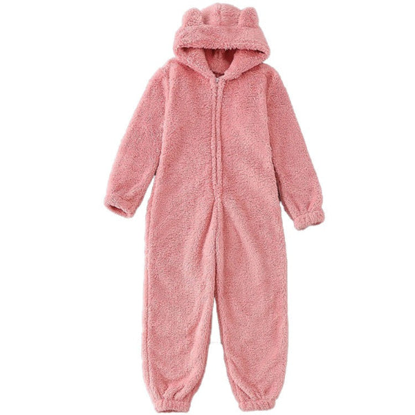 Street Wave Womens Teddy Fleece Overall With Hood Ultra Soft Cozy Plush Jumpsuit