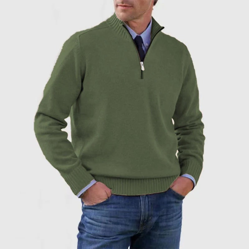 Mens Quarter Zip Sweater for Business Casual Office Attire Sharp Professional Look Knit Pullover by Street-Wave