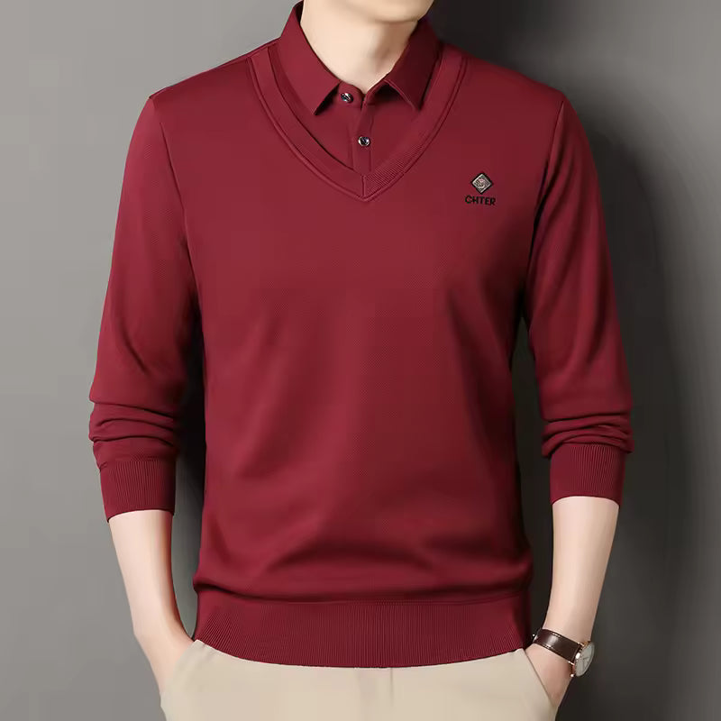 Fleece Lined Pullover Sweater For Men StreetWave Polished Slim Fit Warmth