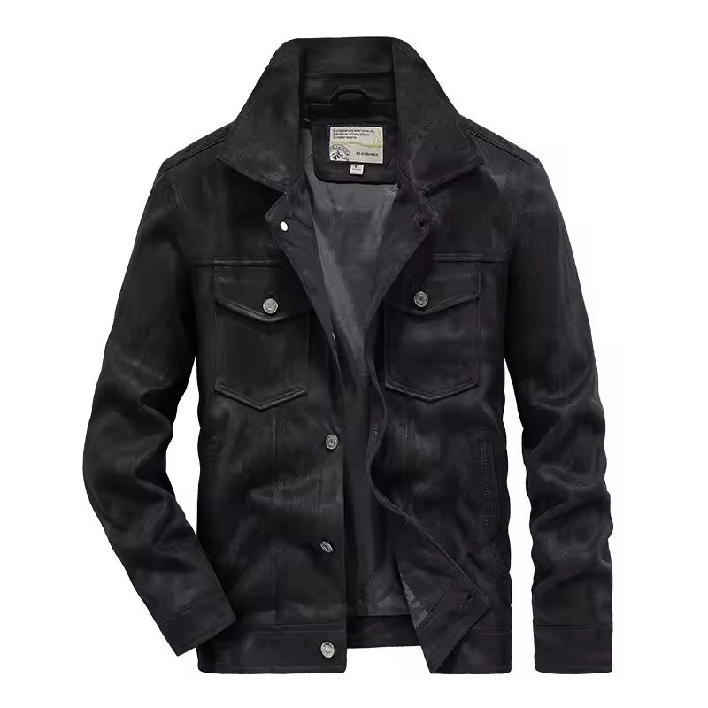 Street-Wave Mens Nordisk Flair Suede Look Slim Fit Jacket Button Front Chest Pockets Waist Length